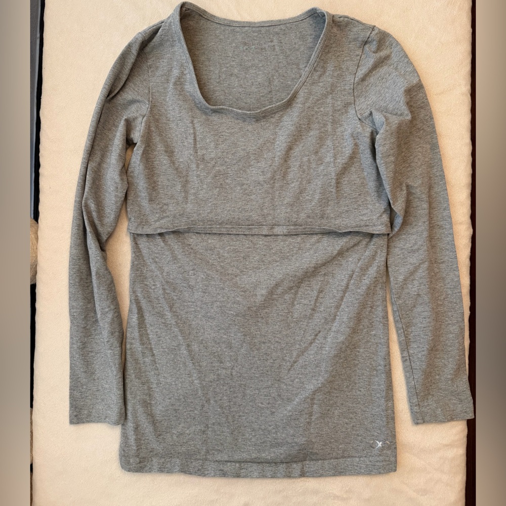 Gray Long Sleeve Nursing Top
